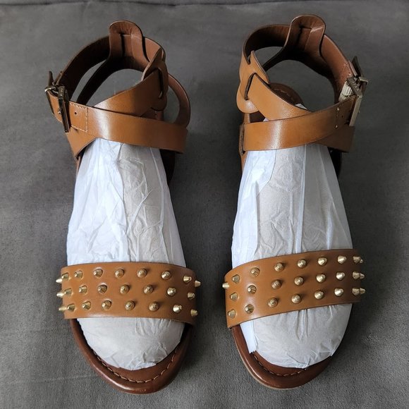 Aldo Women Studded Leather Flat Sandals - Picture 4 of 10